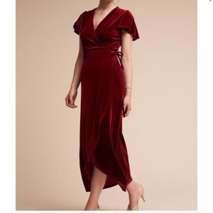 Bhldn thrive velvet dress in wine color